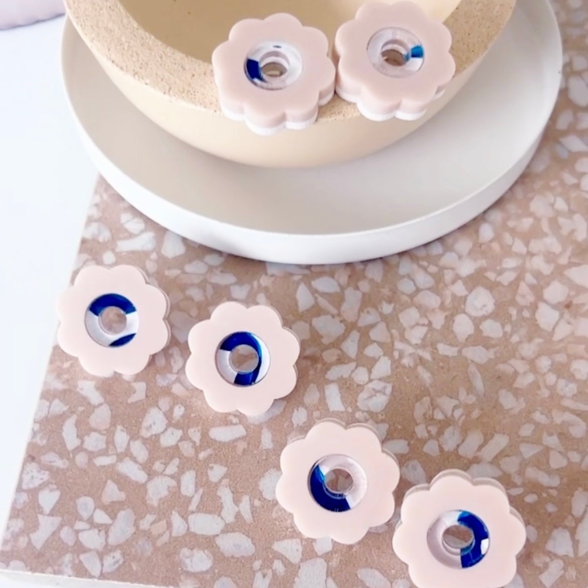 Image of Navy Sand (hand-painted) Poppy Studs