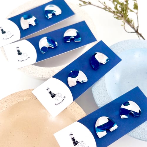 Image of Mini Navy Sand (hand-painted) Rainbow Studs