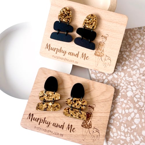 Image of Stacked Dainty Dangles (Black + Copper Glitter)