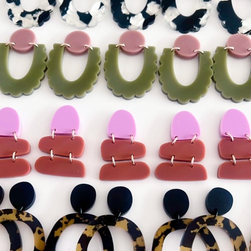 Image of Blush + Olive Scallop Shaped Dangles