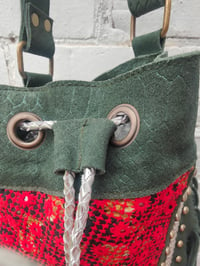 Image 3 of Evie Bag -dark green with red detail's 