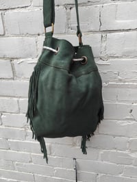 Image 4 of Evie Bag -dark green with red detail's 