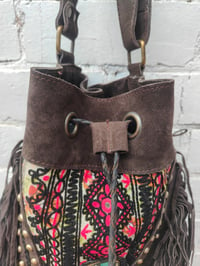 Image 4 of Evie bag - dark choc brown pink dets