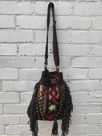 Image 5 of Evie bag - dark choc brown pink dets