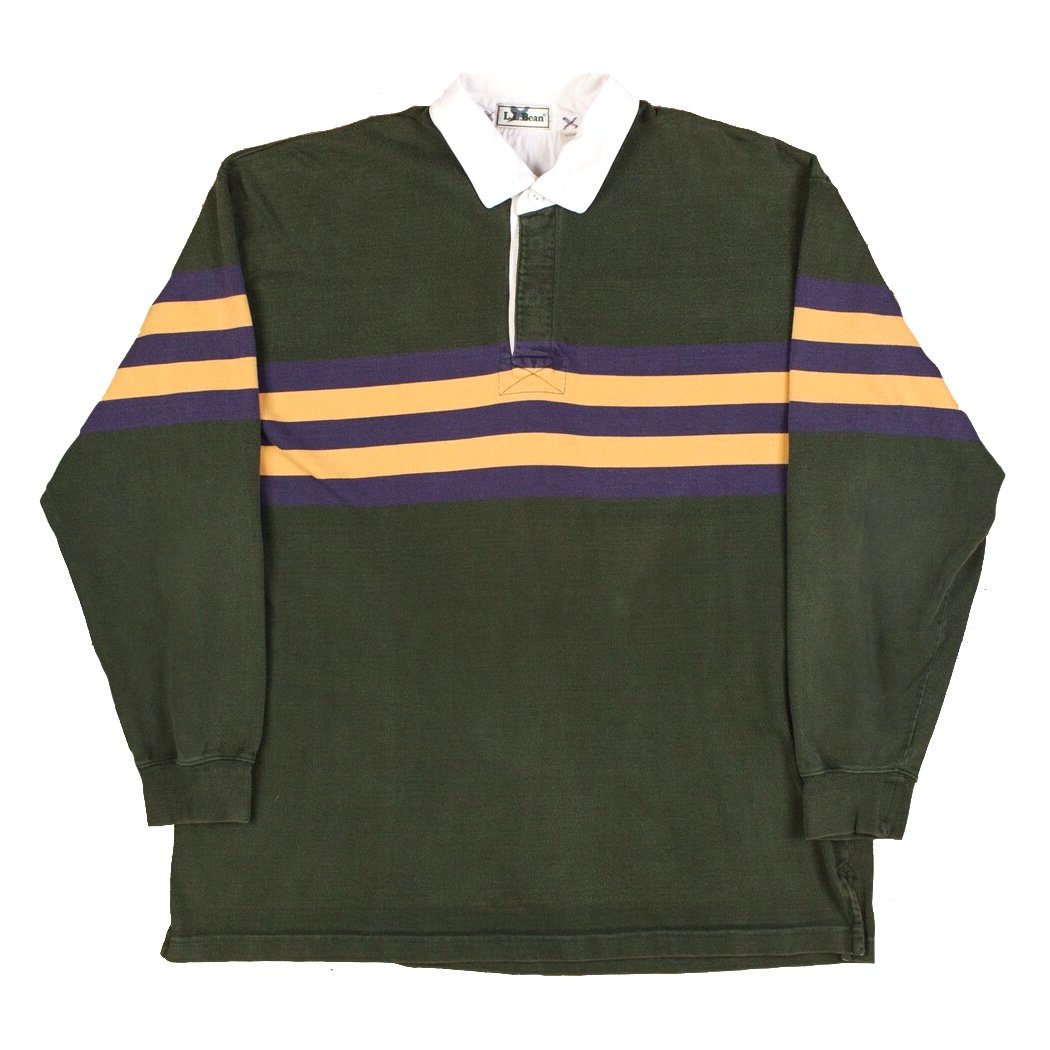 Vintage 90s LL Bean Rugby Shirt - Forest Green | WAY OUT CACHE