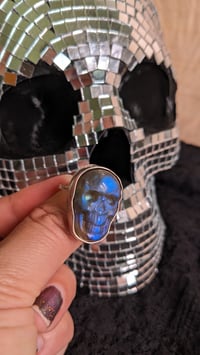 Image 1 of labradorite skull ring size 8.75