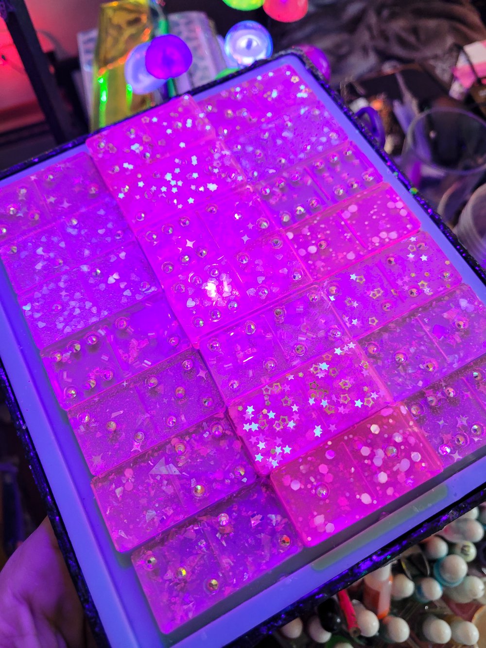 Image of Luxury Barbie Inspired Domino Set w/ Swarovski Crystal Pips