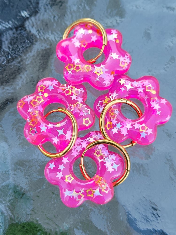 Image of Barbie Inspired Funfettie Flower Hoops