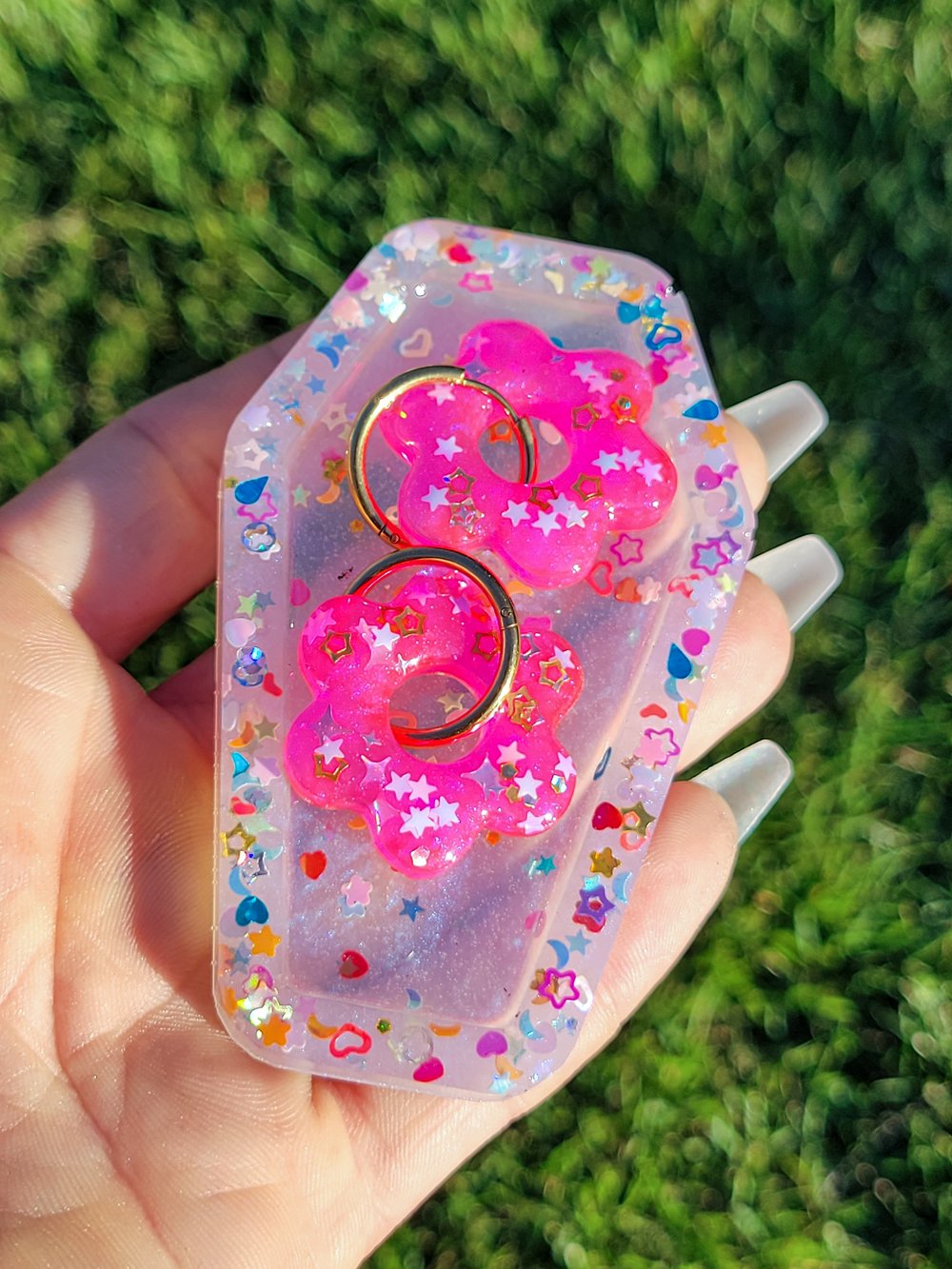 Image of Barbie Inspired Funfettie Flower Hoops