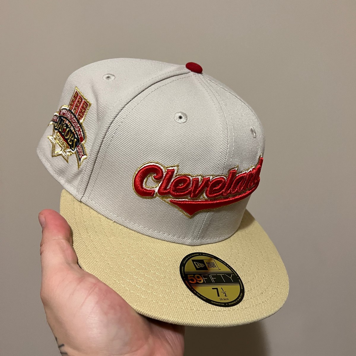 7 5/8 Cleveland Indians Red Gold Black Green Jacobs Field 10th Anniversary  59fifty