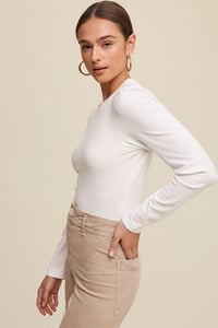 Image 5 of Rib Fitted Long Sleeve Knit Top 