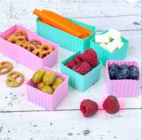 Image 1 of Yumbox Mini Silicone Bento Cubes Pink and Aqua 6pcs