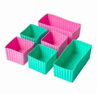 Image 3 of Yumbox Mini Silicone Bento Cubes Pink and Aqua 6pcs