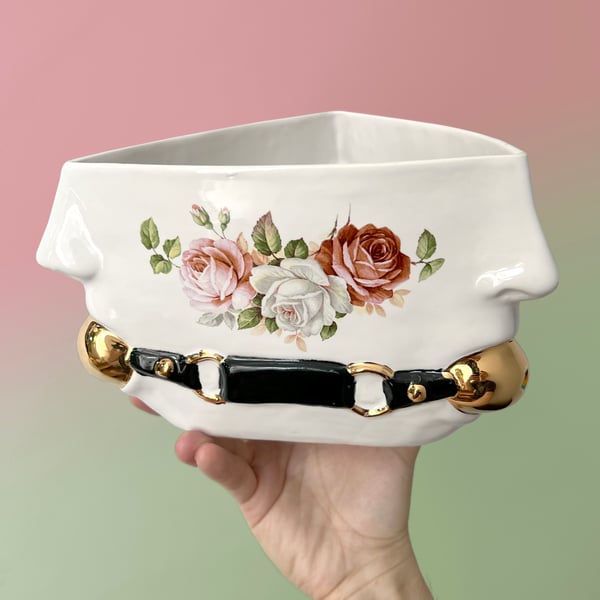Image of 3-Face Gag Bowl with 22kt Gold