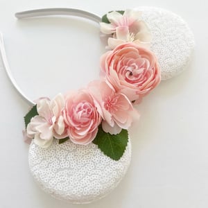 Image of White Ears with Blush Pink Florals 