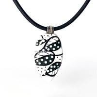 Image 1 of Black & White Leaves on Branches: Art Glass Painting. Ready to Ship.