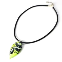 Image 3 of Green, Black & White Leaves On Branches: Art Glass Painting. Ready to Ship.