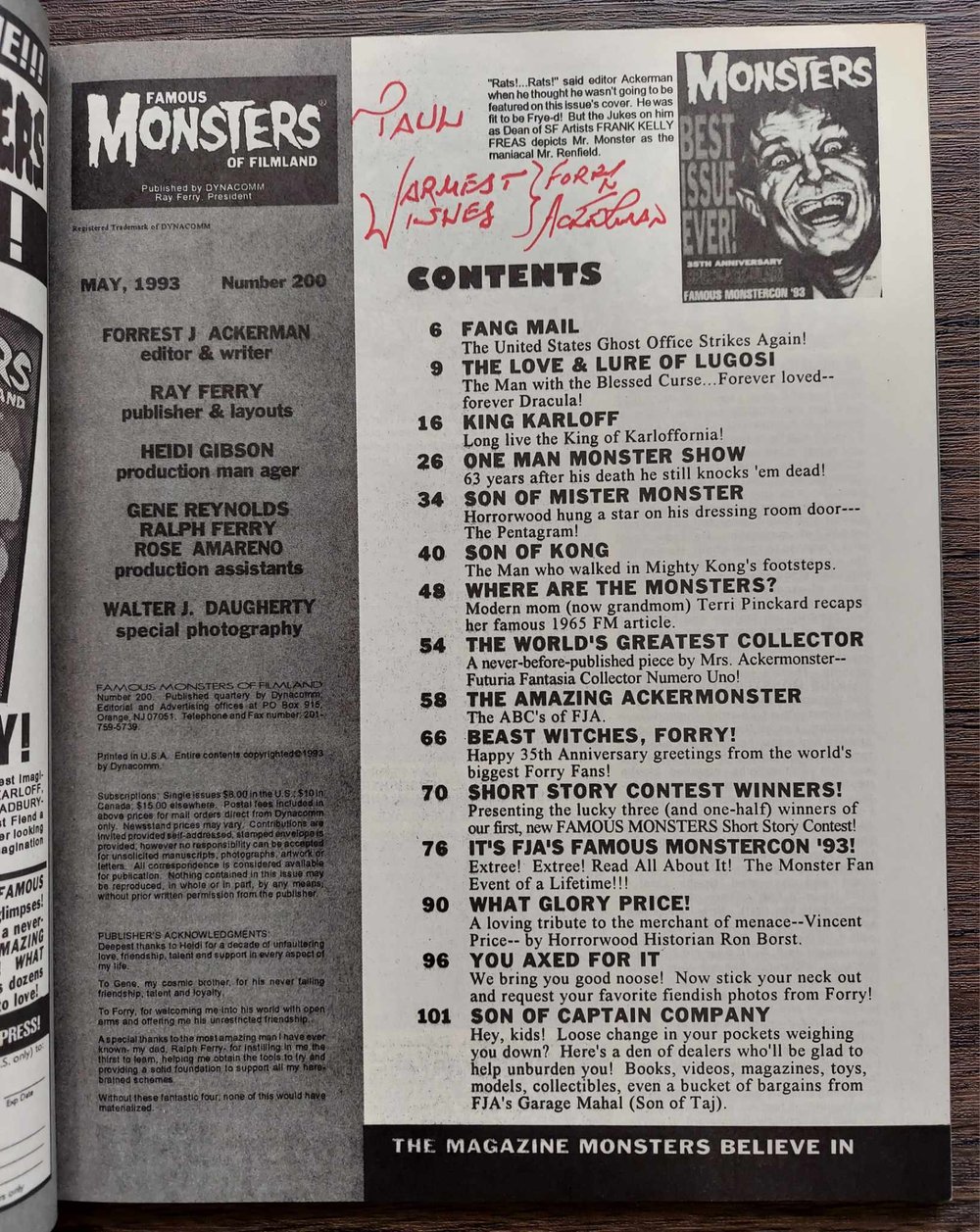 Famous Monsters of Filmland No. 200 - SIGNED by Forrest Ackerman x2