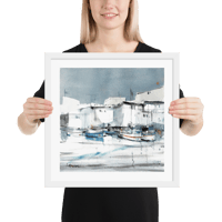 Image 2 of Framed watercolor print "Mediterranean port"
