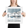 Framed watercolor print "Mediterranean port"