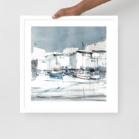 Image 4 of Framed watercolor print "Mediterranean port"
