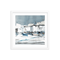 Image 1 of Framed watercolor print "Mediterranean port"