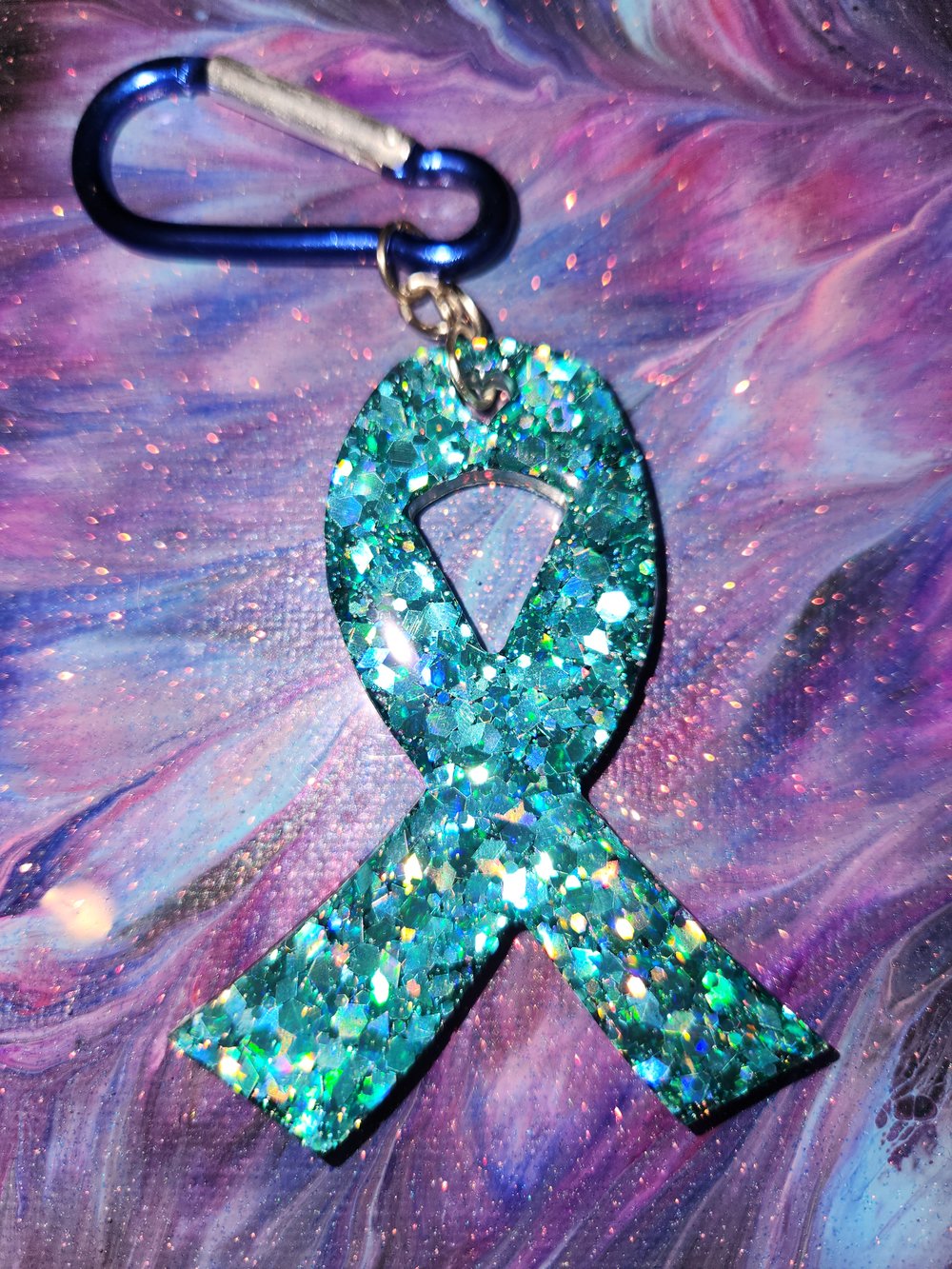 Image of Glitter Ribbon W/Clip Keychain 