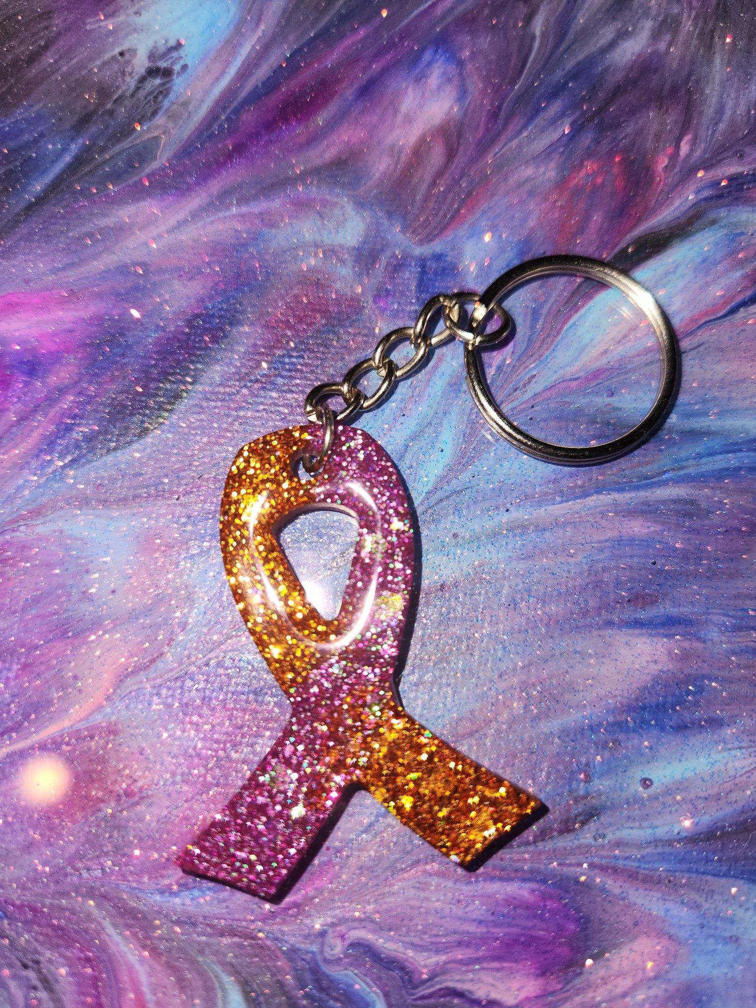 Image of Custom Mini Awareness Ribbon Keychains 