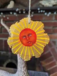 Image 1 of Sun god miniature hand painted woodslice 