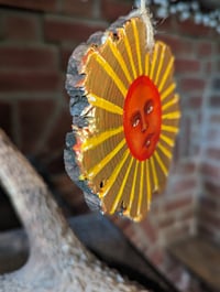 Image 3 of Sun god miniature hand painted woodslice 