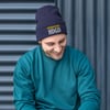 Embroidered Knit Beanie - Navy Blue