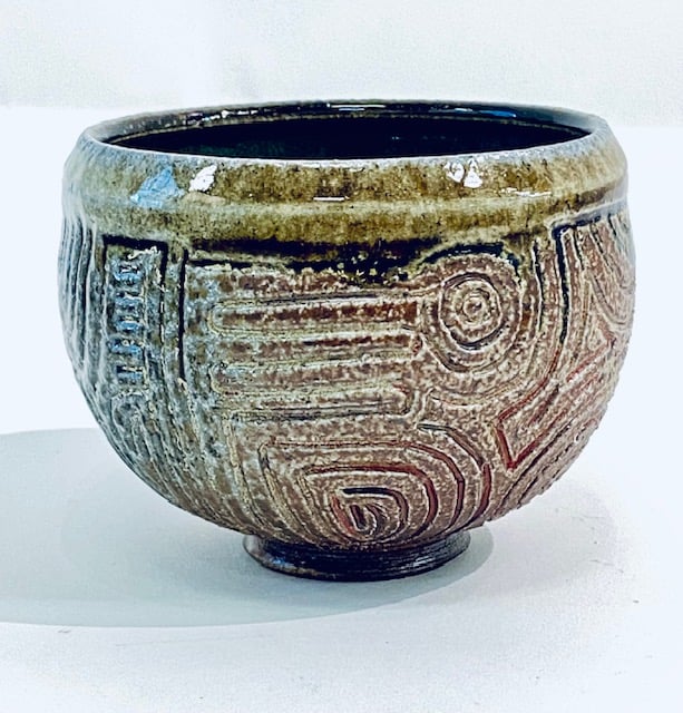 Image of Maori Inspired Carved Wood Fired Teacup1