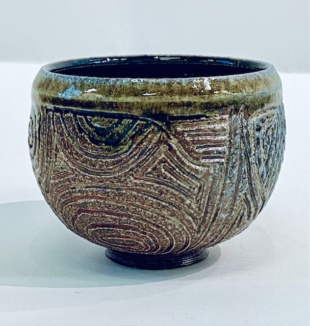 Image of Maori Inspired Carved Wood Fired Teacup1