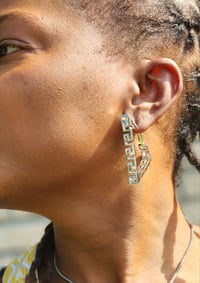 Image 1 of Large Stainless Steel pyramid Earrings (Gold or Silver) 