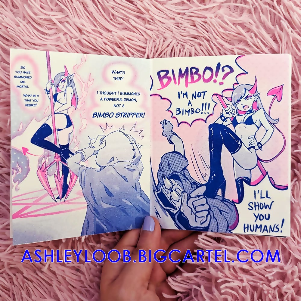 Sexy Demon Risograph Zine + stickers + charm