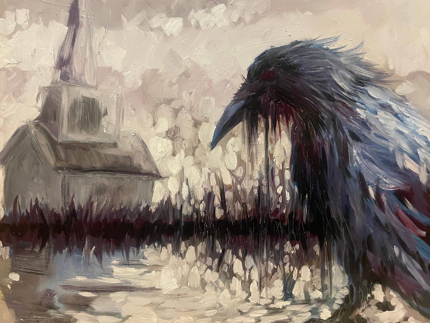 Painting - Crow Calendar - In the swamp of September