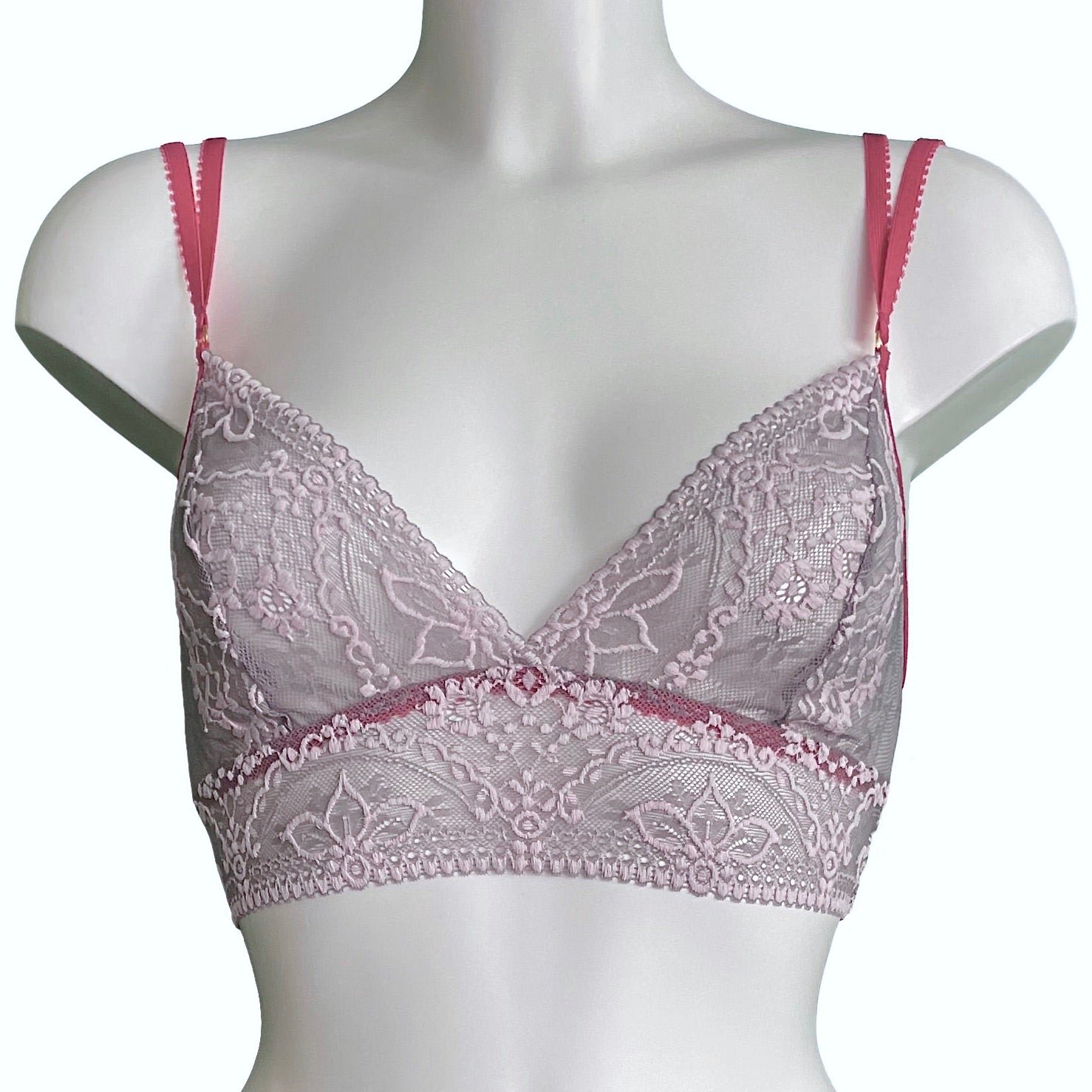 #606 High Neck Lace Bralette (Pink)