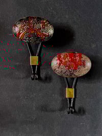Image 1 of Set of Two Enamel Coat Hooks, Italy Mid-20th Century