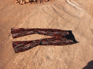 Image of MADE TO ORDER - Reptilia highwaisted flares in red snake (Size XS - XL)