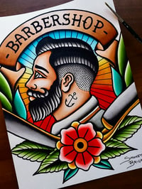 Image 1 of Original watercolor BARBERSHOP