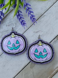 Image 2 of Lavender pumpkin earrings 