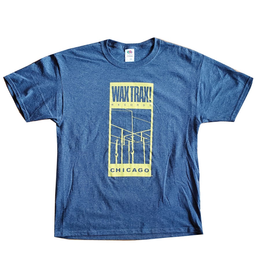 WAX TRAX! - T-Shirt / Classic Wire Logo (Yellow/Heather Black)