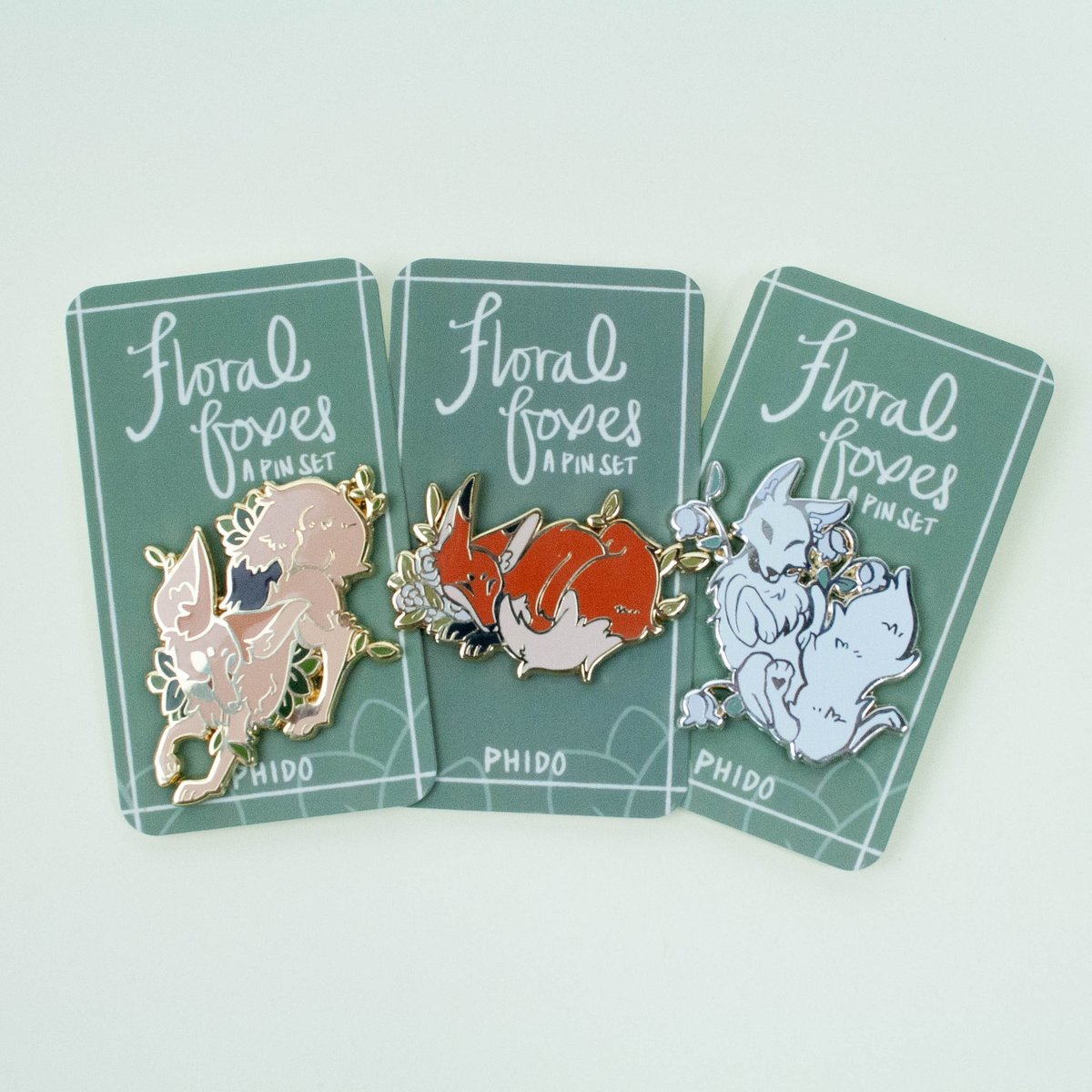 Floral Fox Enamel Pins | Phido