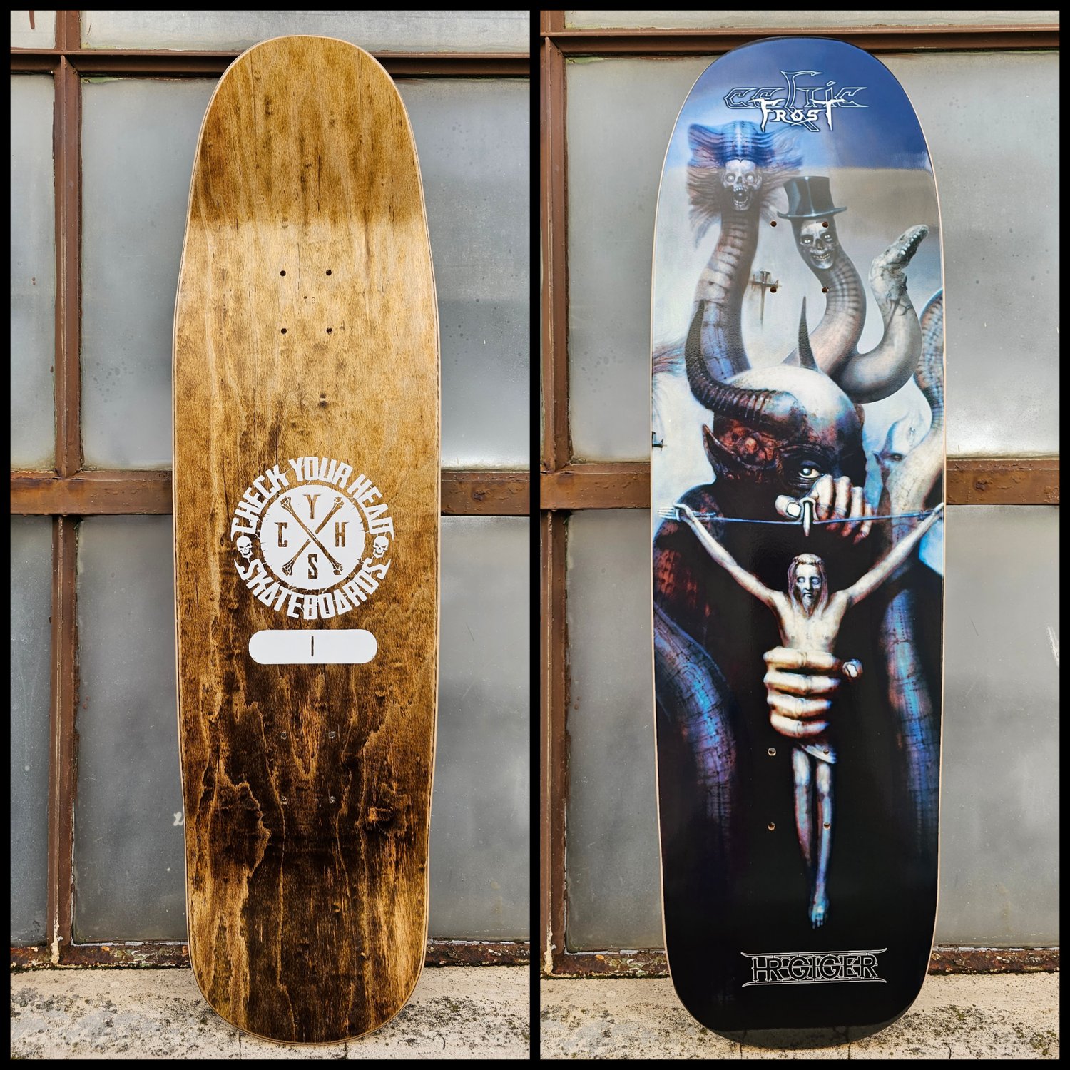 CELTIC FROST H R GIGER MUSEUM COLLABORATION | CHECK YOUR HEAD SKATEBOARDS