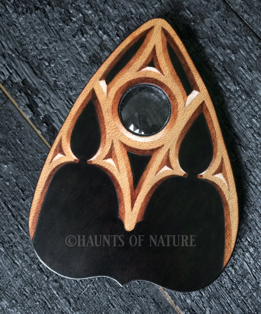 Wood Burned Ouija Planchette: Gothic Window