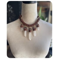 Image 3 of NEW - The Pelham Necklace - Large Clear Quartz and Kodiak Brown Leather 