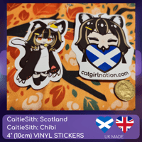 Image 1 of 10cm Caitie Chibi / Caitie Scotland Heart Vinyl Stickers