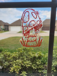 Image 4 of Cottage Core Red Mushroom Sun Catcher Window Cling