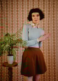 Image 1 of Phuncle Long Sleeve Cropped Merino T Sweater - Duck egg blue