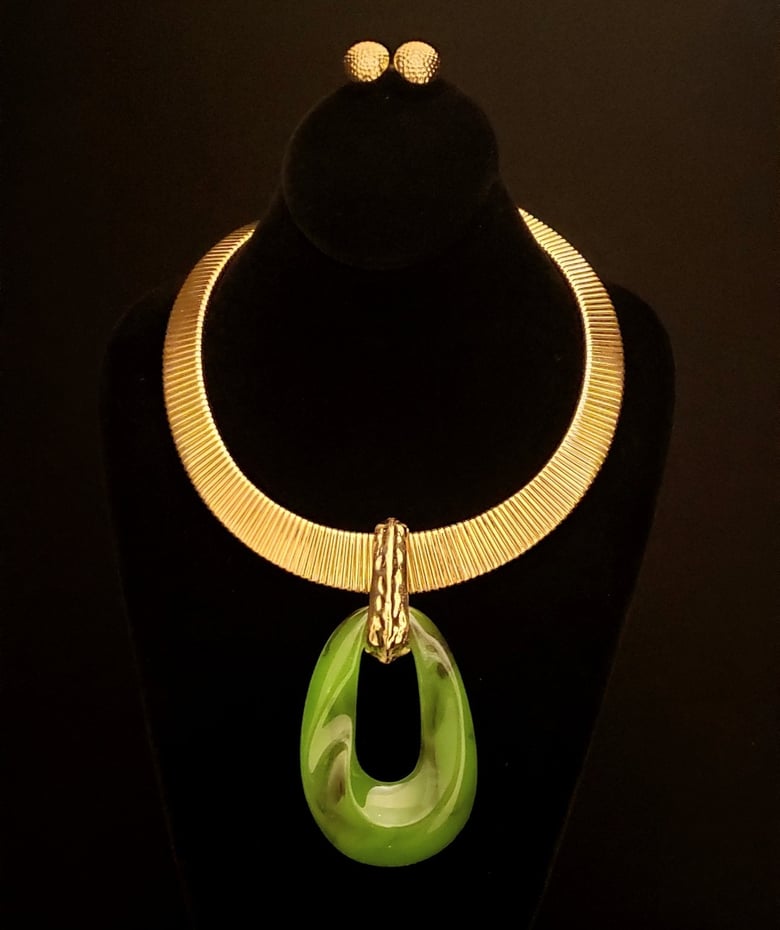 Image of Green Marbleized Beauty Necklace Set 